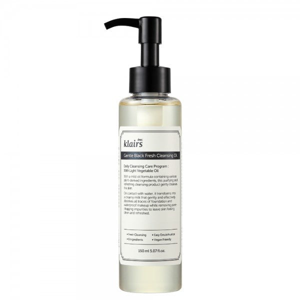 Čistiaci a odličovací olej na tvár Klairs Gentle Black Fresh Cleansing Oil 150 ml